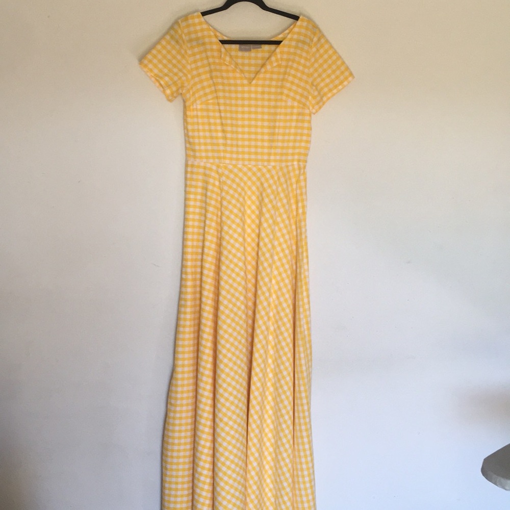 EShakti maxi split neck gingham dress